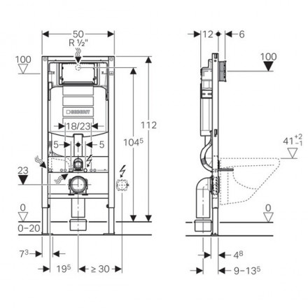 Geberit Duofix Sigma 111.301.KJ.5 инсталляция для подвесного унитаза