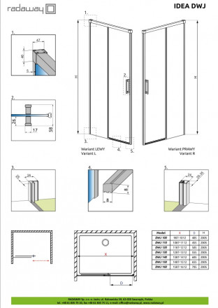 Radaway Idea DWJ 120 R Душевая дверь стекло прозрачное 