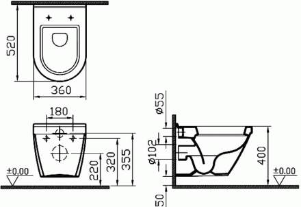 Vitra S50 5318B003-0075 унитаз подвесной (чаша)