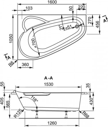 Vagnerplast Selena 160x105 L акриловая ванна