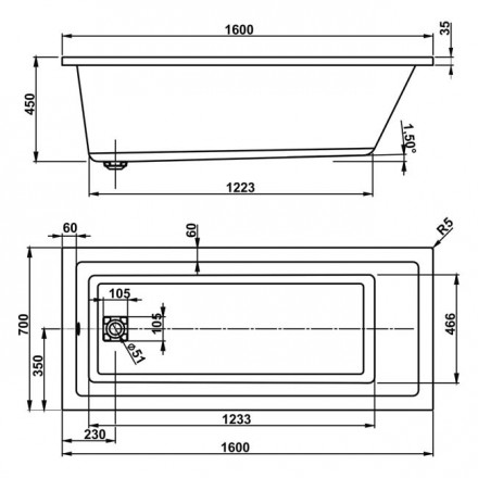 Vagnerplast Cavallo 160x70 акриловая ванна