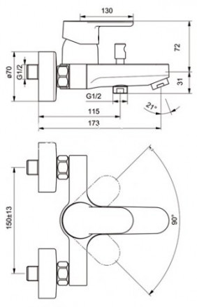 Ideal Standard Ceraplan III B0718AA смеситель для ванны