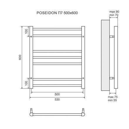 Lemark Poseidon LM42607 П7 500x600 Полотенцесушитель водяной
