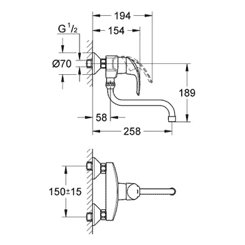 Grohe Eurosmart New 32224002 Смеситель для кухни настенный