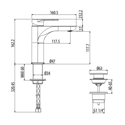 GATTONI H2Omix7000 А0002438990 Смеситель для раковины с донным клапаном черный