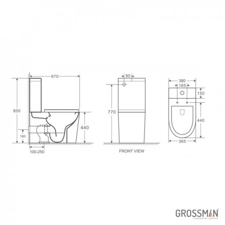 Grossman GR-4449BMS унитаз напольный черный матовый