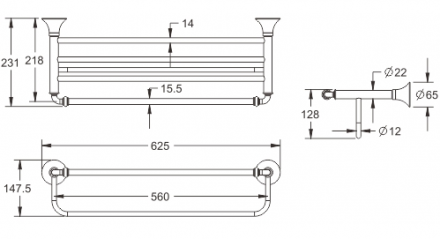 Rose RG1208 Полка для полотенца металлическая хром