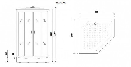 Niagara NG-6001-GD 90х90 душевая кабина низкий поддон