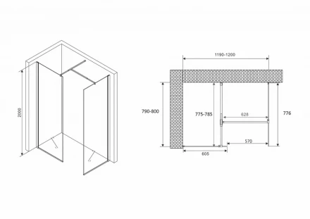 ABBER Immer Offen AG67128B душевой уголок