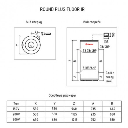 Thermex Round plus floor IR 200 V накопительный водонагреватель