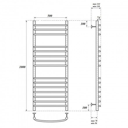 Полотенцесушитель водяной Point PN05150S П15 500x1000, хром
