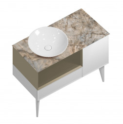 Kerama Marazzi Cono 97 тумба подвесная с открытой полкой и ящиками, белая матовая-лимо