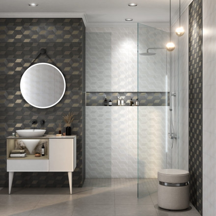 Kerama Marazzi Cono 97 тумба подвесная с открытой полкой и ящиками, белая матовая-лимо