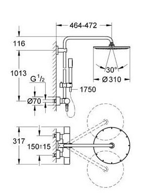 Grohe Rainshower System 310 27966000 Душевая стойка
