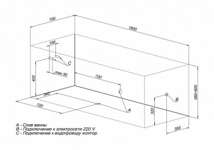 Aquanet Bright 180x70 акриловая ванна без гидромассажа