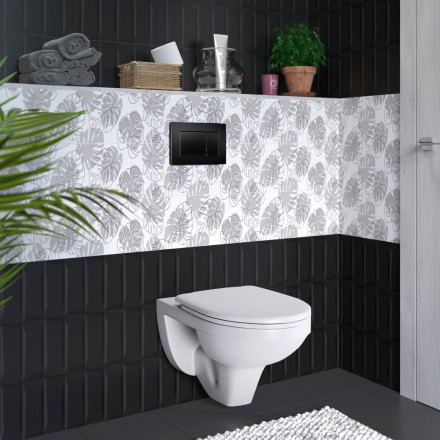BERGES АТОМ 40332 410 инсталяция для унитаза кнопка черная Soft Touch