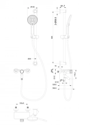 Wonzon &amp; Woghand Click WW-FE05L222-MB Смеситель для ванны с душевым гарнитуром белый матовый