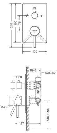 Bravat Arc61 P69193C встраиваемый смеситель на три позиции