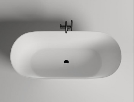 Aquastone Малибу черная с белым ванна из искусственного камня