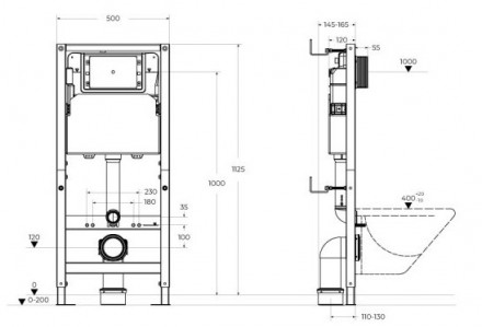 Belbagno BB-109-M-C инсталляция для подвесного унитаза сборная из двух частей