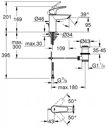 GROHE Eurosmart 2021 33265003 смеситель для раковины