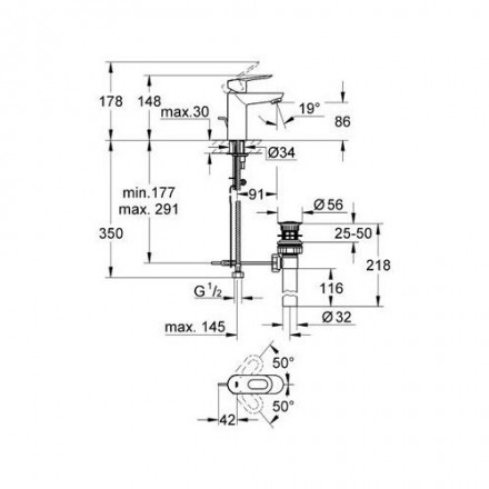 Grohe BauLoop 23335000 смеситель для раковины
