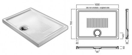 Hatria LIF.RO Y1DM01 100х70 Душевой поддон керамический