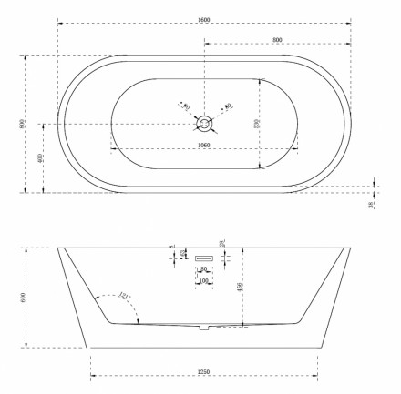 Abber AB9203-1.6 Акриловая ванна 160x80