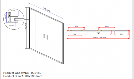 Vincea Garda VDS-1G2180CL душевая дверь