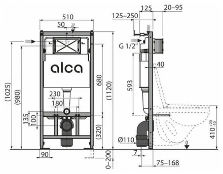 AlcaPlast A101/1120 Комплект 4в1 инсталляция с клавишей M671 хром