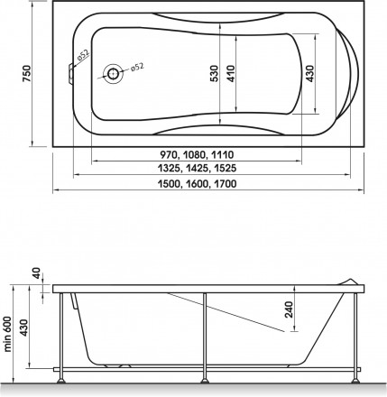 Relisan Elvira 150x75 акриловая ванна