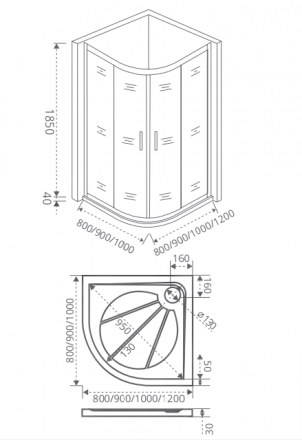 Good Door Infinity R-90-G-CH Душевой угол