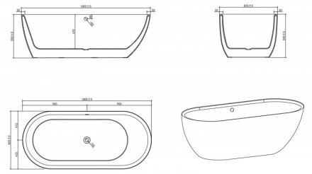 Belbagno BB203-1800-830 Акриловая ванна 180x82