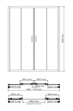 WasserKRAFT Lippe 45S08 Душевая дверь 1500