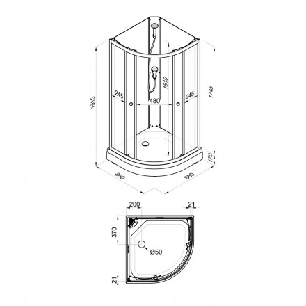 Triton Нова 88x88 А душевая кабина без крыши