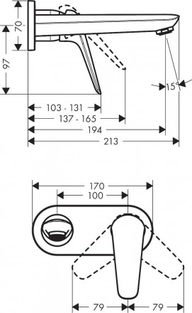 Hansgrohe Novus 71127000 смеситель для раковины 195 мм
