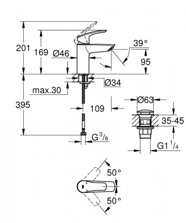 GROHE Eurosmart 2021 23922003 смеситель для раковины