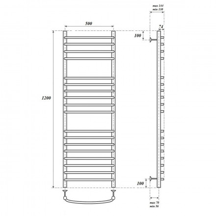 Полотенцесушитель водяной Point PN05152S П18 500x1200, хром