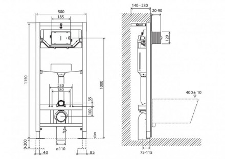 Belbagno BB001-120 инсталляция для подвесного унитаза