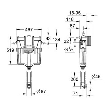 Grohe 38661000 Бачок для унитаза скрытый смывной