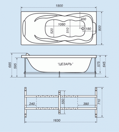 Triton Цезарь акриловая ванна 180x80