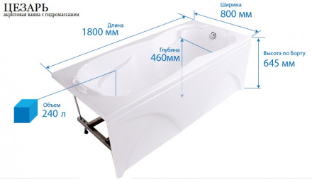 Triton Цезарь акриловая ванна 180x80
