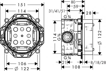 Hansgrohe Ibox universal 01800180 скрытая часть