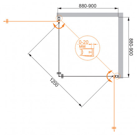 CEZARES STYLUS-SOFT-AH-1-140/100-C-Cr душевой уголок