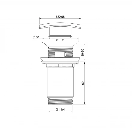 Wonzon &amp; Woghand WW-88SS08-MB Донный клапан для раковины с переливом черный матовый
