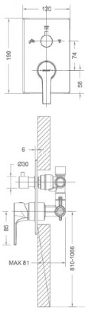 Bravat Prolate79 P69218CP-3 встраиваемый смеситель на три позиции