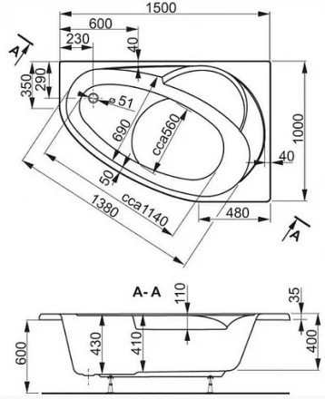 Vagnerplast Flora 150x100 R акриловая ванна