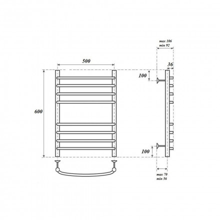 Полотенцесушитель водяной Point PN05156S П8 500x600, хром