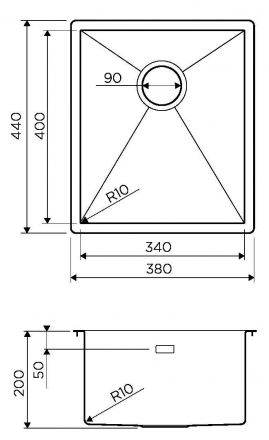 Omoikiri Taki 38-U/IF-GM мойка 380x440 вороненая сталь