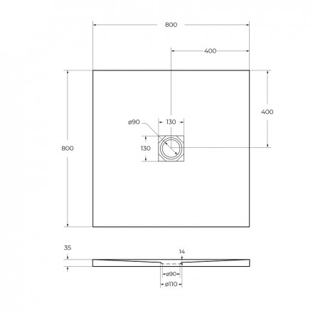 BelBagno UNO TRAY-MR-UNO-A-80-35-W-CR душевой поддон из искусственного мрамора в комплекте с сифоном